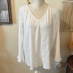 White J. Jill 100% Cotton Lightweight Scalloped Edge Top/ Size Large